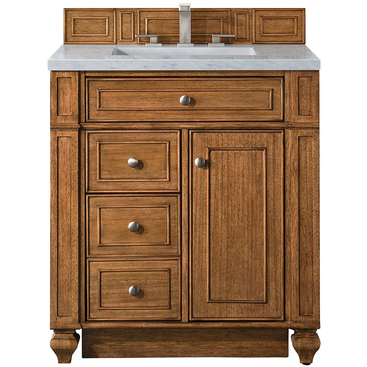 James Martin Bristol 30" Single Vanity Vanity James Martin Saddle Brown w/ 3 CM Eternal Jasmine Pearl Quartz Top 