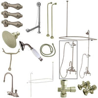 Thumbnail for Kingston Brass Vintage High Rise Gooseneck Clawfoot Tub and Shower with Metal Lever Handles, Satin Nickel Clawfoot Tub Set Kingston Brass 