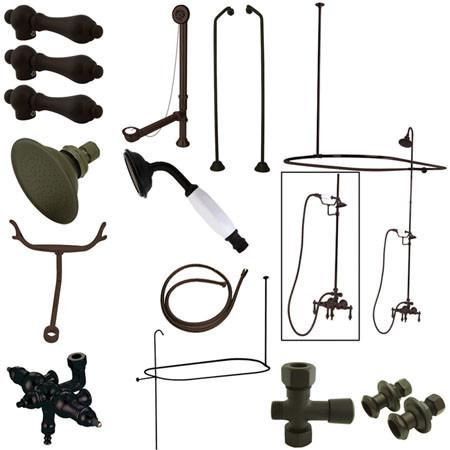 Kingston Brass Vintage Wall Mount Down Spout Clawfoot Tub and Shower with Metal Lever Handles, Oil Rubbed Bronze Clawfoot Tub Set Kingston Brass 