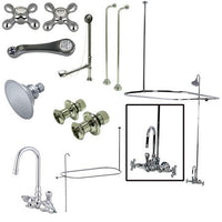 Thumbnail for Kingston Brass Vintage Wall Mount High Rise Clawfoot Tub and Shower with Porcelain Lever Handles, Polished Chrome Clawfoot Tub Set Kingston Brass 
