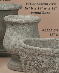 Thumbnail for Cestini Urn Round Base Cast Stone Outdoor Garden Planter Planter Tuscan 