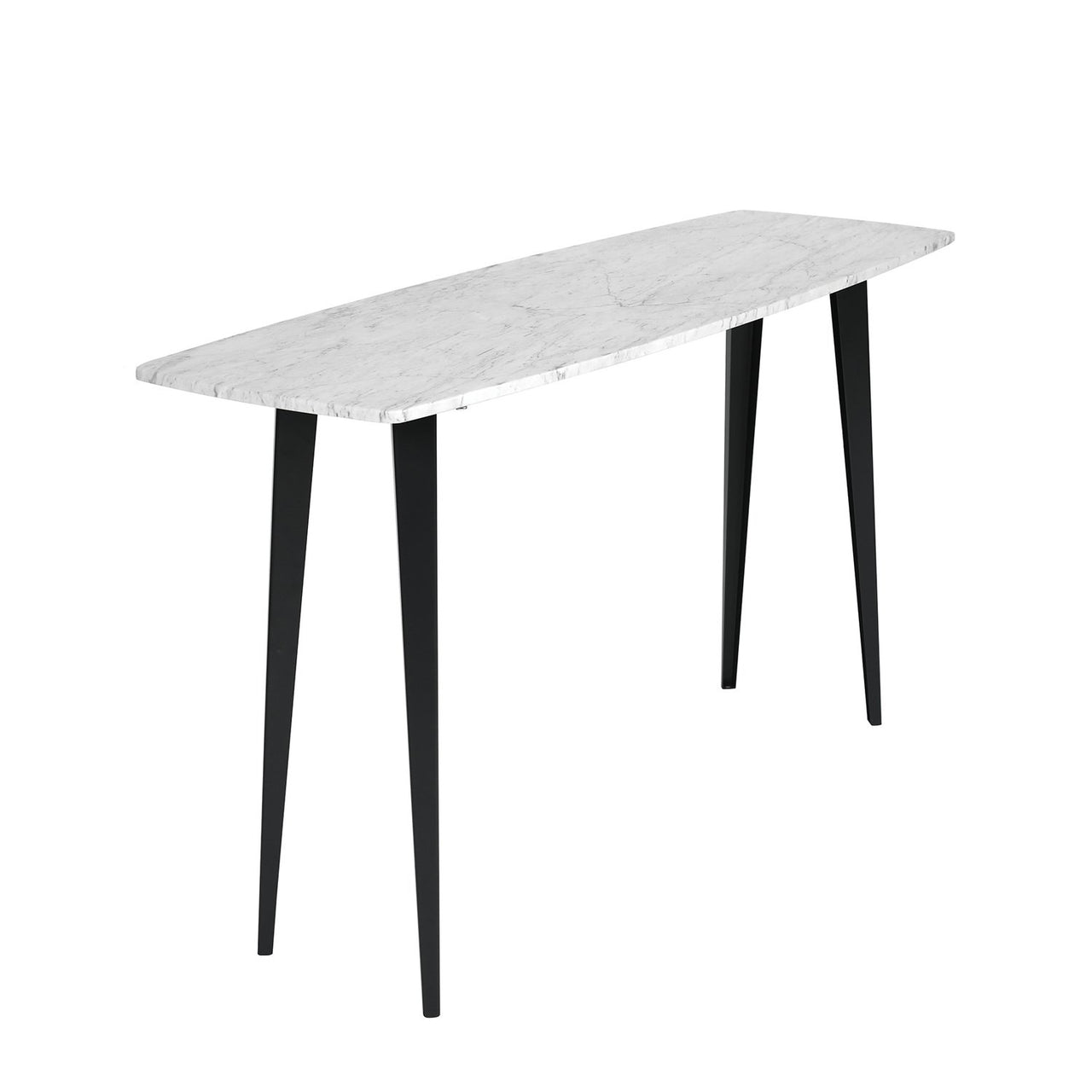Campo 53" Rectangular Italian Carrara White Marble Console Table with Metal Legs Console Table The Bianco Collection 