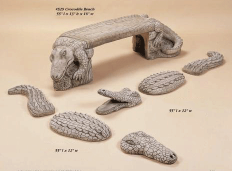 Crocodile Outdoor Cast Stone Garden Bench Set Benches Tuscan 