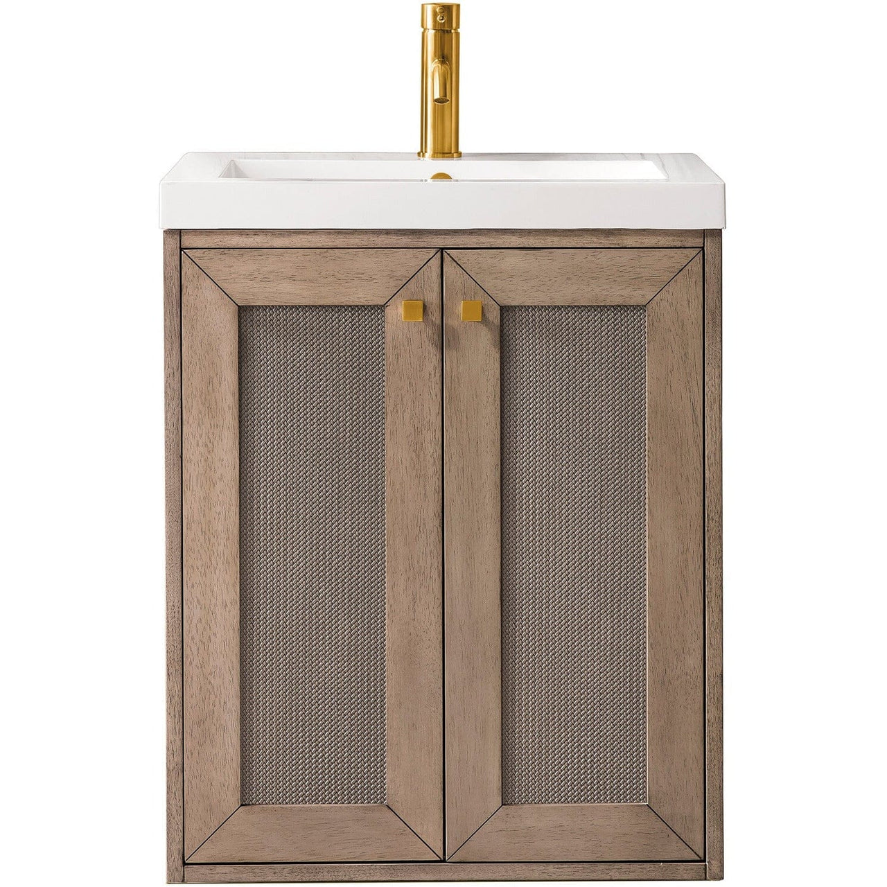 James Martin Chianti 20" Single Vanity Vanity James Martin Whitewashed Walnut w/ White Glossy Composite Countertop 