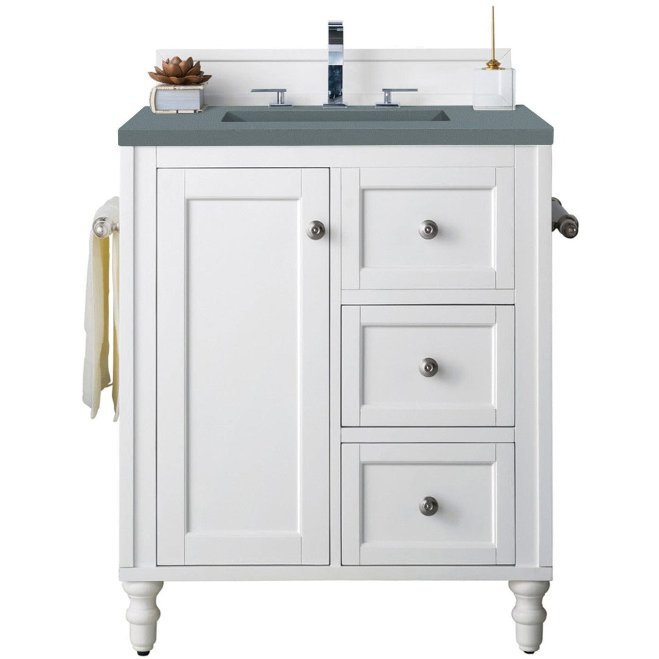 James Martin Copper Cove Encore 30" Single Vanity Vanity James Martin Bright White w/ 3 CM Cala Blue Quartz Top 