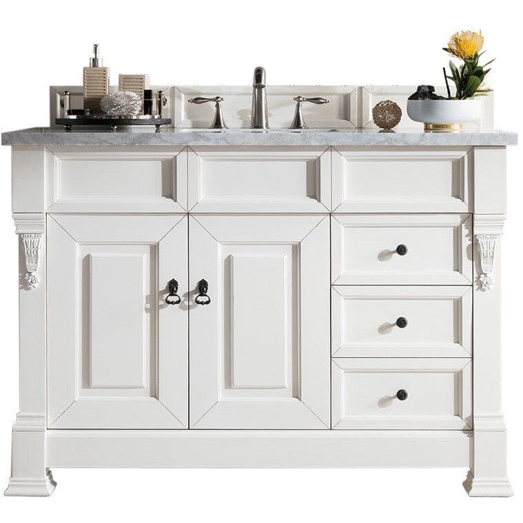 James Martin Brookfield 48" Single Vanity Vanities James Martin Bright White w/ 3 CM Arctic Fall Solid Surface Top 