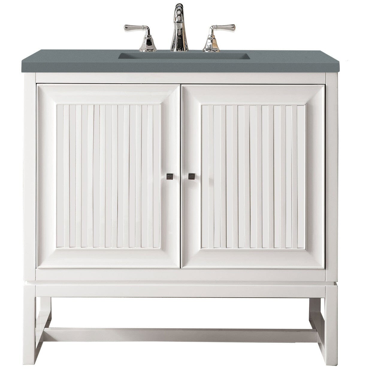 James Martin Athens 36" Single Vanity Vanity James Martin Glossy White w/ 3 CM Cala Blue Top 