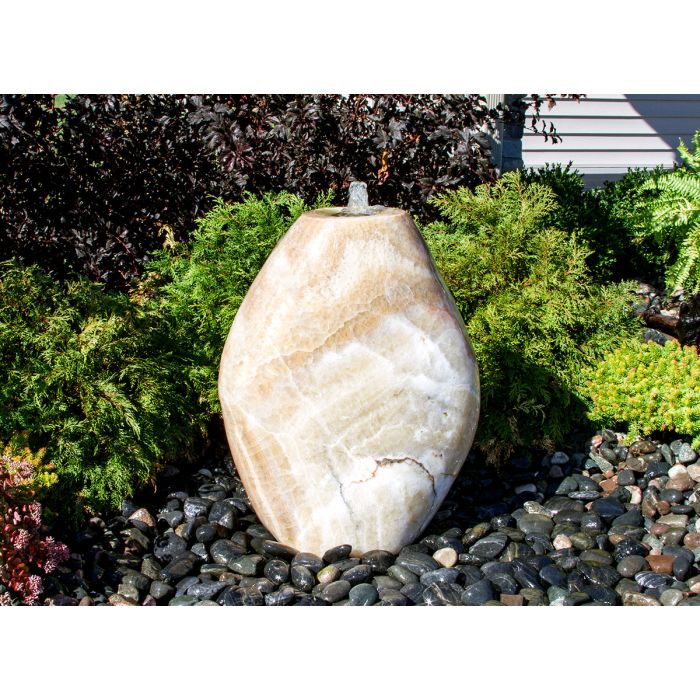 Real Stone Fountains ABART6230 30″ Yellow Onyx - Almond Fountain Kit Fountain Blue Thumb 