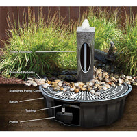 Thumbnail for Real Stone Fountains ABGSR16K Small Ribbed Sphere - Granite Fountain Kit Fountain Blue Thumb 