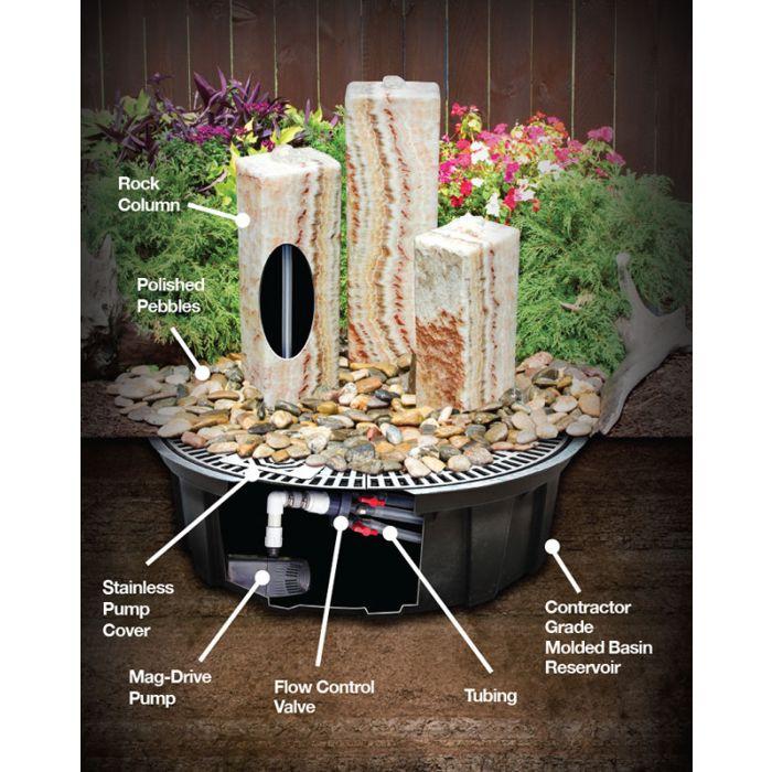 Real Stone Fountains ABHF20K Rectangle Chiseled Towers Fountain Kit Fountain Blue Thumb 