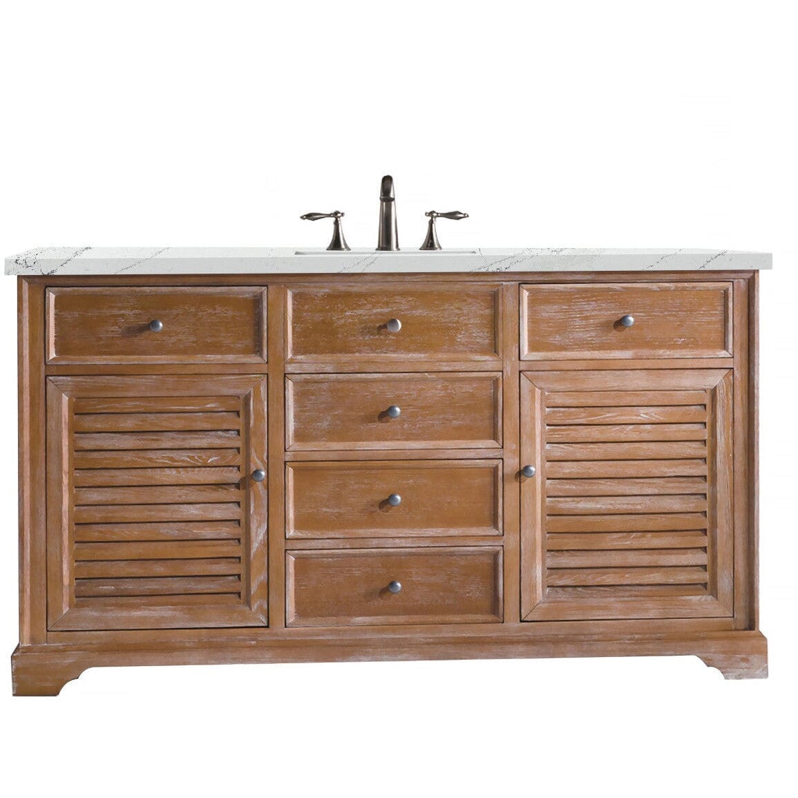 James Martin Savannah 60" Single Vanity Vanity James Martin Driftwood w/ 3 CM Ethereal Noctis Quartz Top 