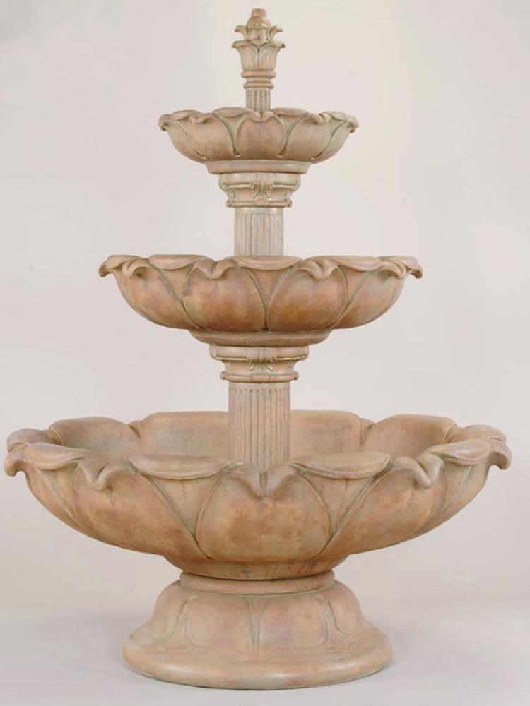 Acquarossa Three Tier Cast Stone Outdoor Garden Fountain Short Fountain Tuscan 