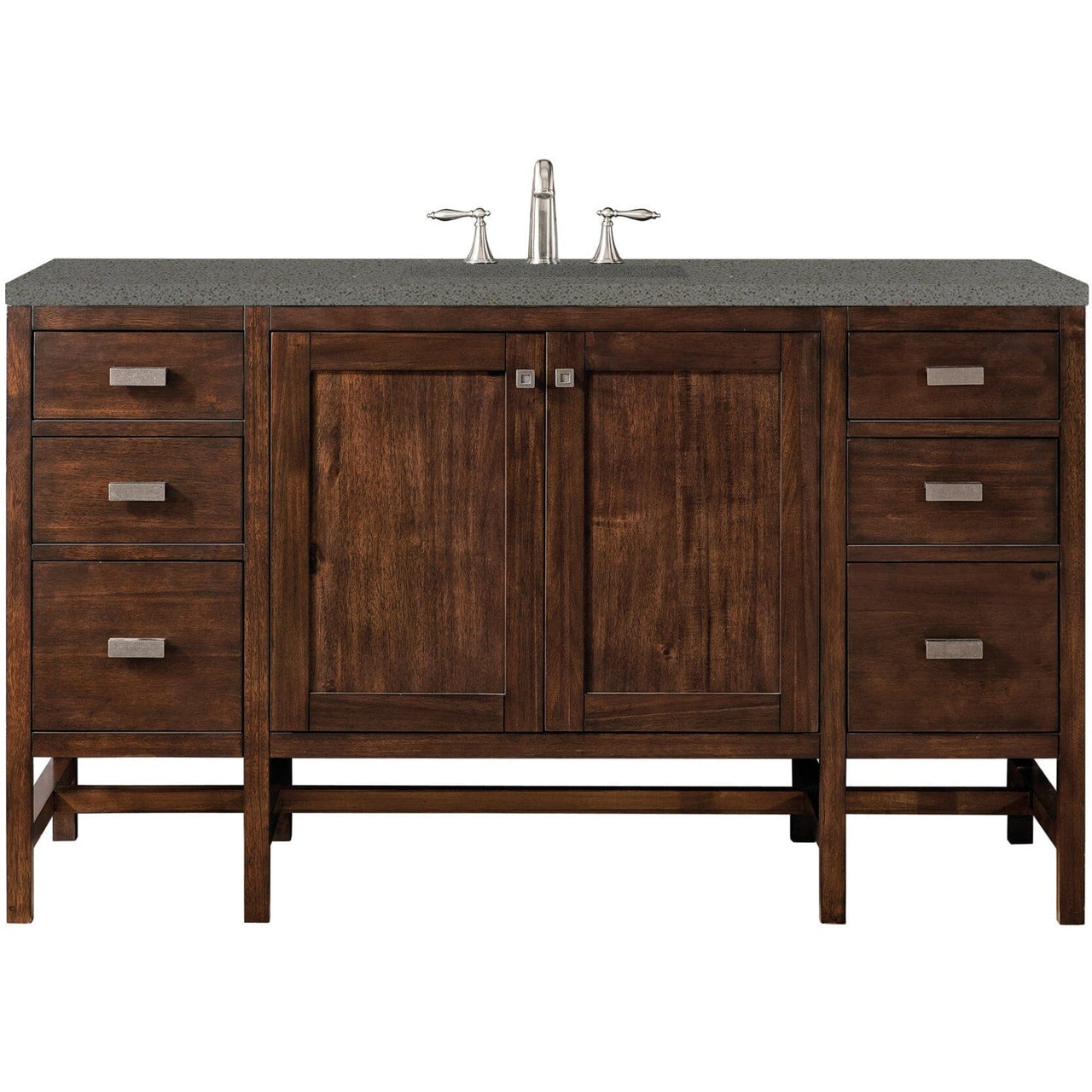 James Martin Addison 60" Single Vanity Vanity James Martin Mid Century Acacia w/ 3 CM Grey Expo Quartz Top 