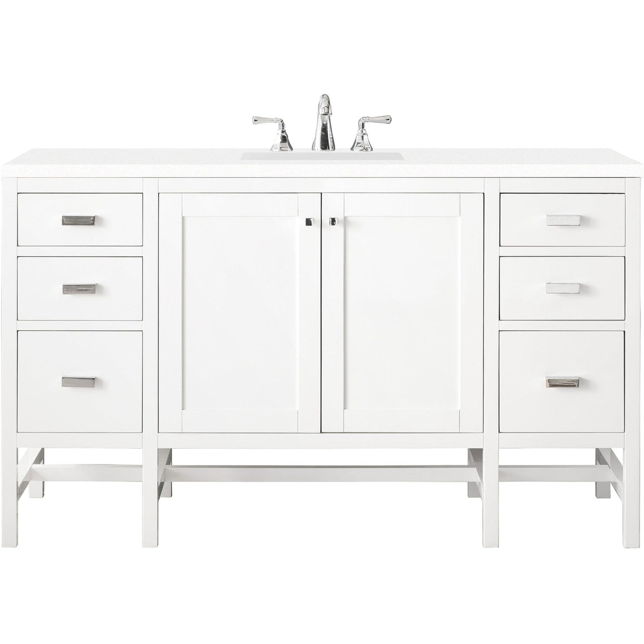 James Martin Addison 60" Single Vanity Vanity James Martin Glossy White w/ 3 CM Classic White Quartz Top 