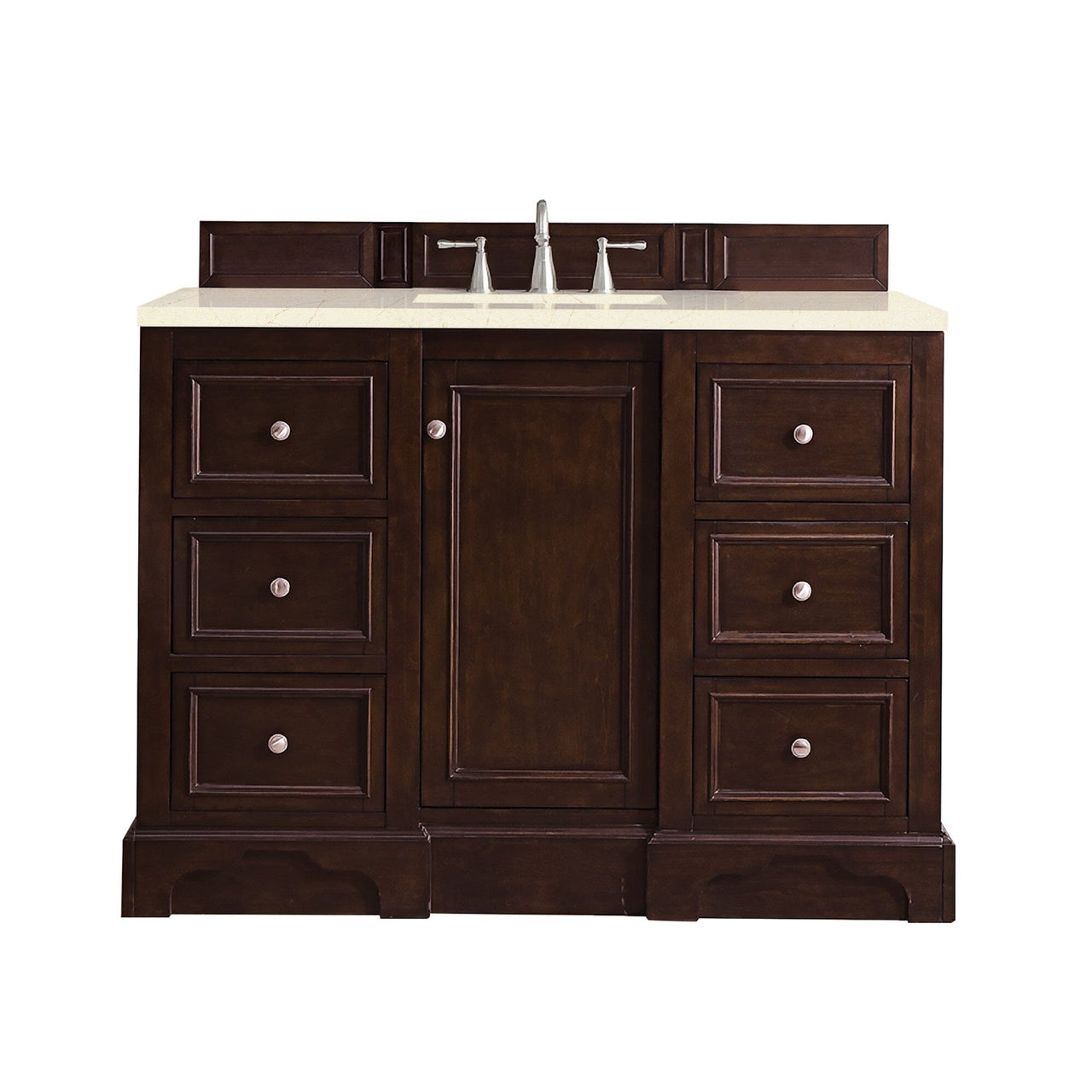 James Martin De Soto 48" Single Vanity Vanity James Martin Burnished Mahogany w/ 3 CM Eternal Marfil Quartz Top 