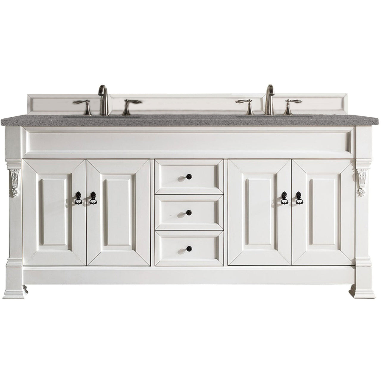 James Martin Brookfield 72" Double Vanity Vanities James Martin Bright White w/ 3 CM Grey Expo Quartz Top 
