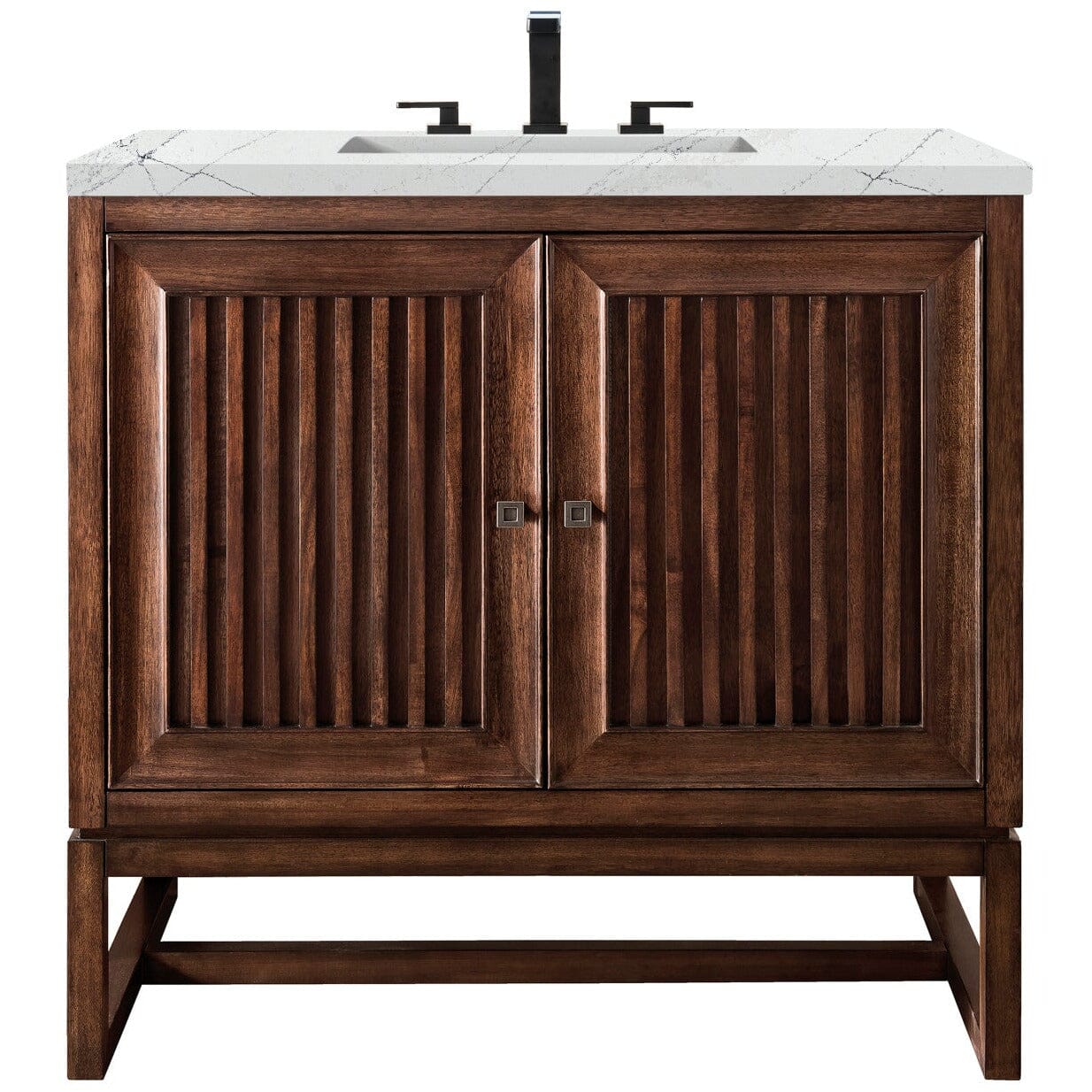 James Martin Athens 36" Single Vanity Vanity James Martin Mid Century Acacia w/ 3 CM Ethereal Noctis Top 