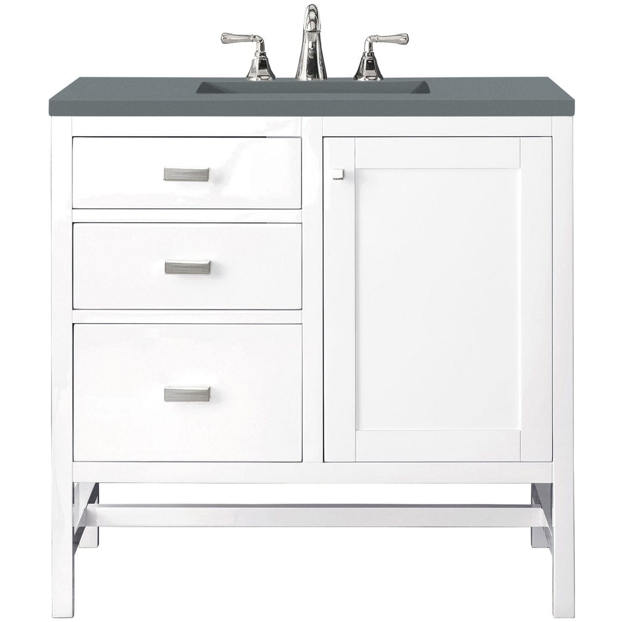 James Martin Addison 36" Single Vanity Vanity James Martin Glossy White w/ 3 CM Cala Blue Top 