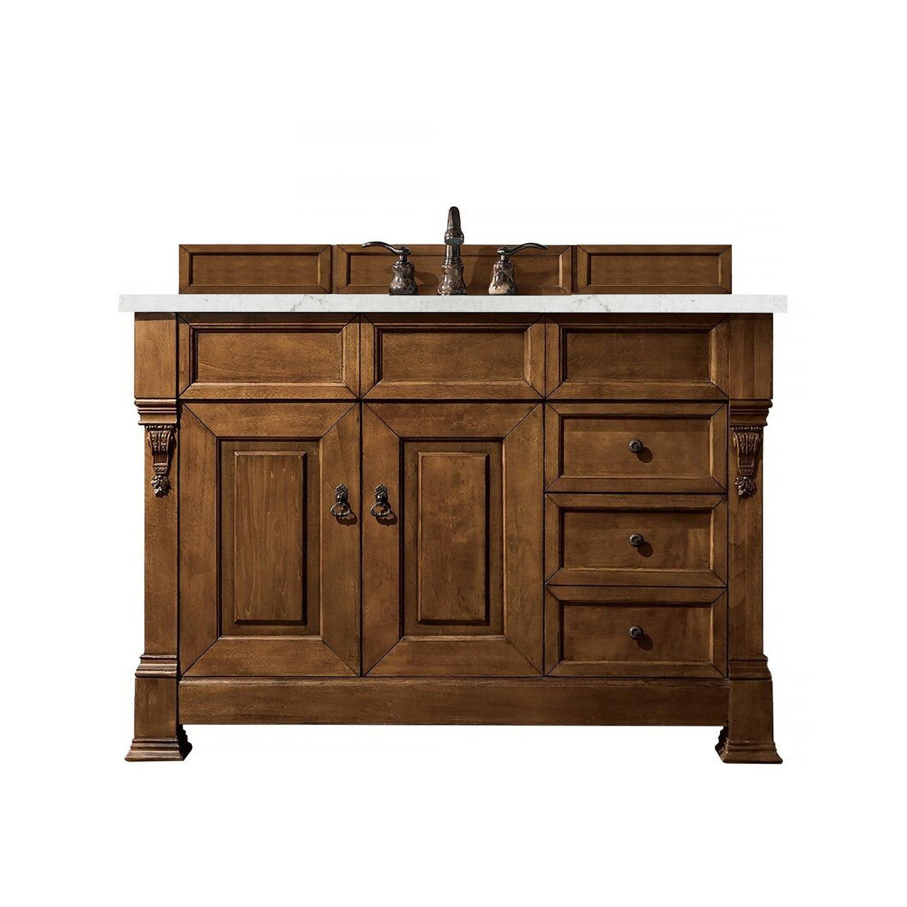 James Martin Brookfield 48" Single Vanity Vanities James Martin Country Oak w/ 3 CM Eternal Jasmine Pearl Quartz Top 
