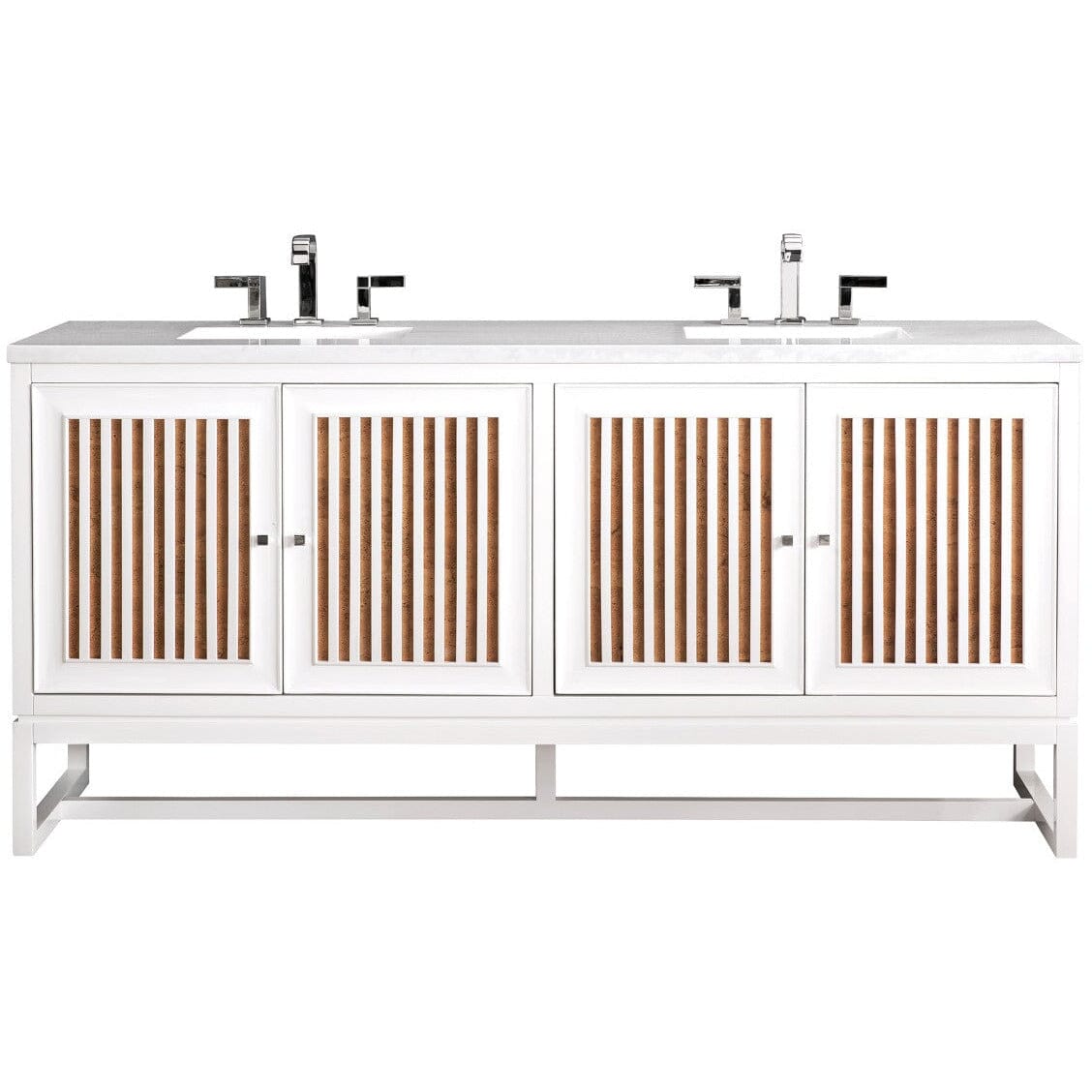 James Martin Athens 72" Double Vanity Vanity James Martin Glossy White w/ 3 CM Arctic Fall Solid Surface Countertop 