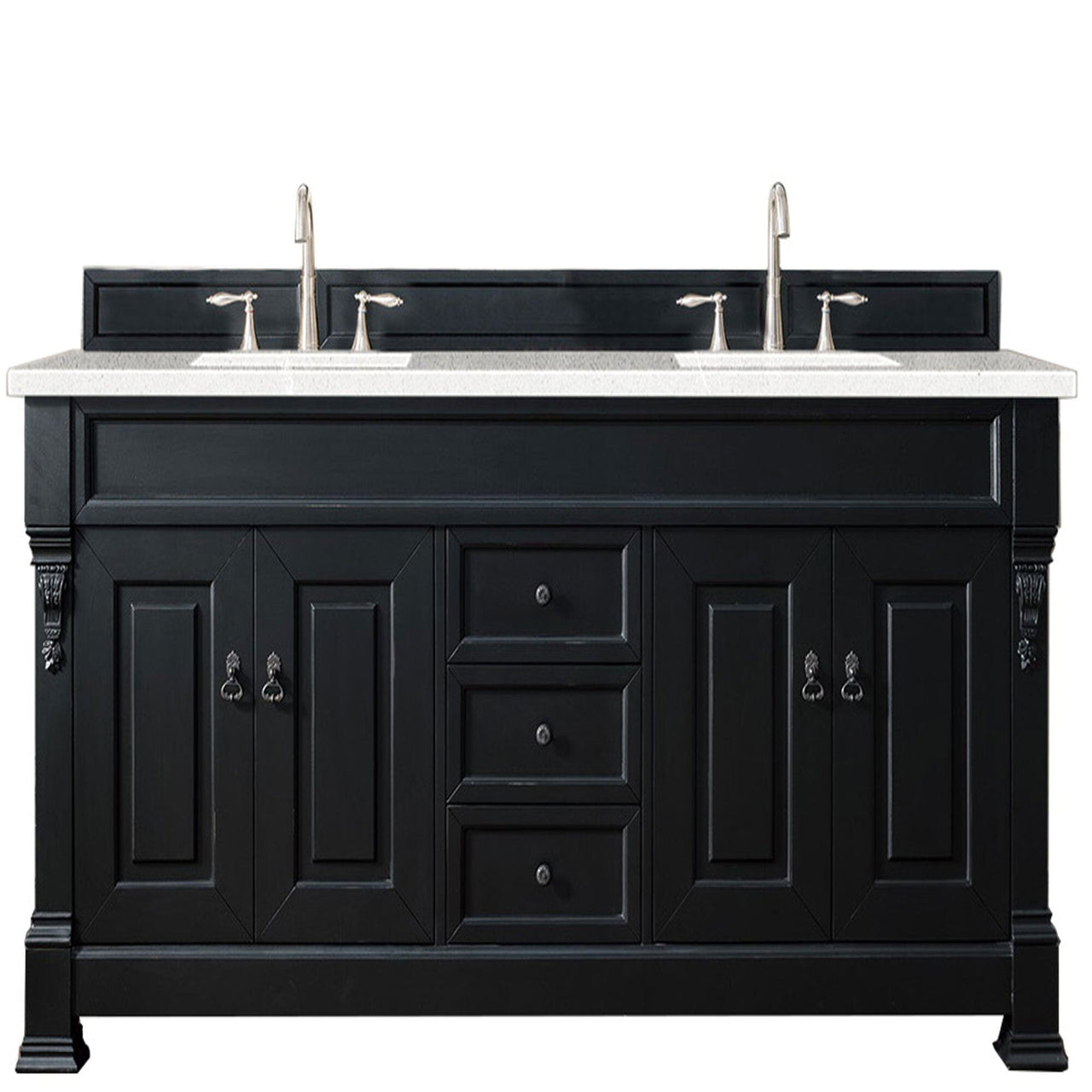 James Martin Brookfield 72" Double Vanity Vanities James Martin Antique Black w/ 3 CM Eternal Serena Quartz Top 
