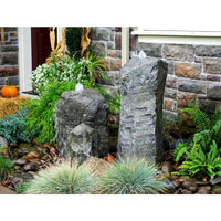 Thumbnail for GFRC Bubbling Boulders LA6150K Double Cascade Fountain with Accent Rock Fountain Blue Thumb 