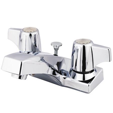 Kingston Brass Columbia Centerset with Canopy Handles and Brass Pop-Up, Chrome Bathroom Faucet Kingston Brass 
