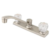 Thumbnail for Kingston Brass Americana Centerset Faucet with Acrylic Handle, Satin Nickel Kitchen Faucet Kingston Brass 