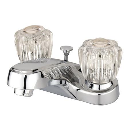 Kingston Brass Americana Centerset with Acrylic Handle and Brass Pop-Up, Chrome Bathroom Faucet Kingston Brass 
