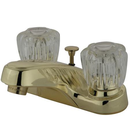Kingston Brass Americana Centerset with Acrylic Handle and Brass Pop-Up, Chrome Bathroom Faucet Kingston Brass 