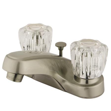 Kingston Brass Americana Centerset with Acrylic and Brass Pop-Up,Satin Nickel Bathroom Faucet Kingston Brass 