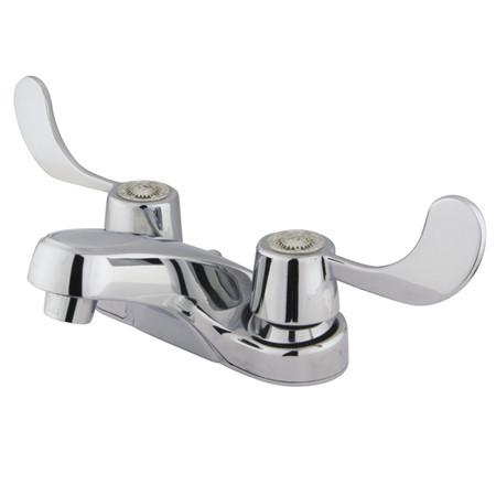 Kingston Brass Vista Centerset with Blade Handles and Brass Grid Drain, Chrome Bathroom Faucet Kingston Brass 
