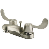 Thumbnail for Kingston Brass Vista Centerset with Blade Handles and Brass Pop Up, Satin Nickel Bathroom Faucet Kingston Brass 