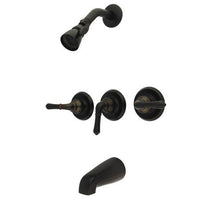 Thumbnail for Kingston Brass GKB235 Water Saving Magellan 3-Handle Tub and Shower Faucet with Water Savings Showerhead, Oil Rubbed Bronze Tub Shower Sets Kingston Brass 