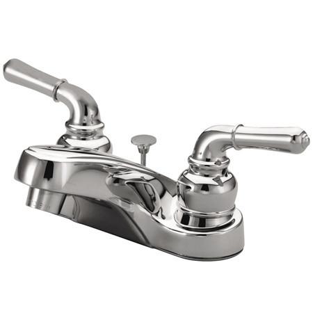 Kingston Brass Magellan Centerset with Lever Handles and Brass Pop-Up, Chrome Bathroom Faucet Kingston Brass 