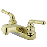 Thumbnail for Kingston Brass GKB252LP Water Saving Magellan Centerset Lavatory Faucet with Lever Handles and Grip Drain, Polished Brass Bathroom Faucet Kingston Brass 