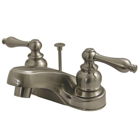 Kingston Brass Magellan Centerset with Lever Handles and ABS Pop-Up, Satin Nickel Bathroom Faucet Kingston Brass 