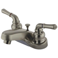 Thumbnail for Kingston Brass Magellan Centerset with Lever Handles and Brass Pop-Up, Satin Nickel Bathroom Faucet Kingston Brass 