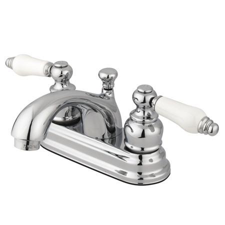 Kingston Brass Vintage Centerset with Porcelain Lever Handles and Retail Pop-Up, Chrome Bathroom Faucet Kingston Brass 