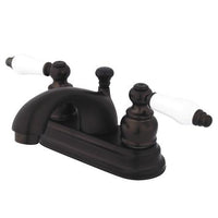 Thumbnail for Kingston Brass GKB2605PL Water Saving Vintage Centerset Lavatory Faucet with Porcelain Lever Handles and Retail Pop-Up, Oil Rubbed Bronze Bathroom Faucet Kingston Brass 