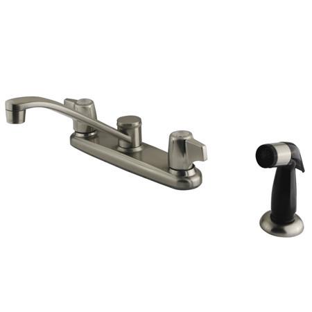 Kingston Brass Magellan Centerset with Canopy and Side Sprayer, Satin Nickel Kitchen Faucet Kingston Brass 
