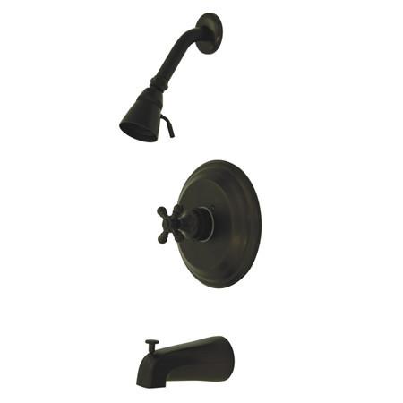 Kingston Brass Metropolitan Tub & Shower Faucet with Cross Handles, Oil Rubbed Bronze Tub Shower Sets Kingston Brass 