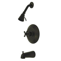 Thumbnail for Kingston Brass Metropolitan Tub & Shower Faucet with Cross Handles, Oil Rubbed Bronze Tub Shower Sets Kingston Brass 