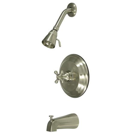 Kingston Brass GKB2638BX Water Saving Metropolitan Tub & Shower Faucet with Cross Handles, Satin Nickel Tub Shower Sets Kingston Brass 