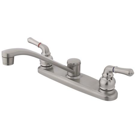 Kingston Brass Magellan Centerset Kitchen Faucet with Lever Handles, Satin Nickel Kitchen Faucet Kingston Brass 