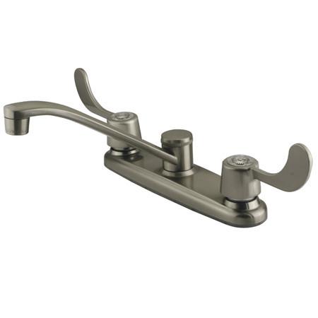 Kingston Brass Magellan Centerset Kitchen Faucet with Blade Handles, Satin Nickel Kitchen Faucet Kingston Brass 