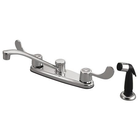 Kingston Brass GKB292 Water Saving Magellan Centerset Kitchen Faucet with Blade Handles and Sprayer, Chrome Kitchen Faucet Kingston Brass 