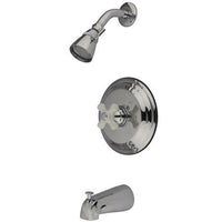 Thumbnail for Kingston Brass Restoration Tub and Shower Faucet with Porcelain Cross Handles, Chrome Tub Shower Sets Kingston Brass 