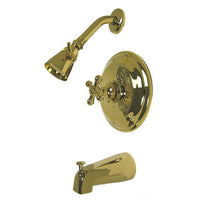 Thumbnail for Kingston Brass GKB3632AX Water Saving Restoration Tub and Shower Faucet with Cross Handles, Polished Brass Tub Shower Sets Kingston Brass 