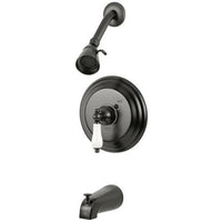 Thumbnail for Kingston Brass GKB3635PL Water Saving Restoration Tub and Shower Faucet with Porcelain Lever Handles, Oil Rubbed Bronze Tub Shower Sets Kingston Brass 